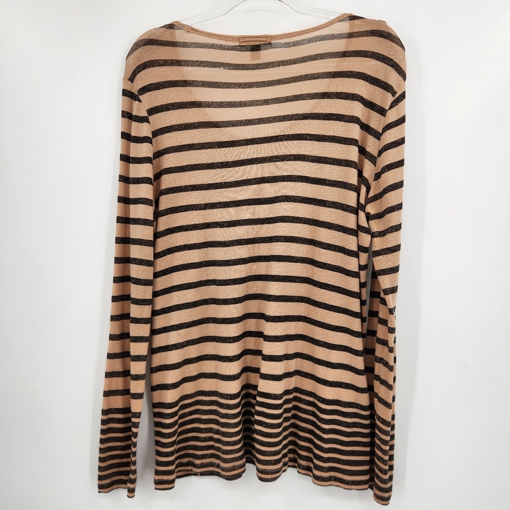 Burberry Brit Long Sleeve Striped Knit Top Womens Size Large Tan Black - Picture 8 of 9